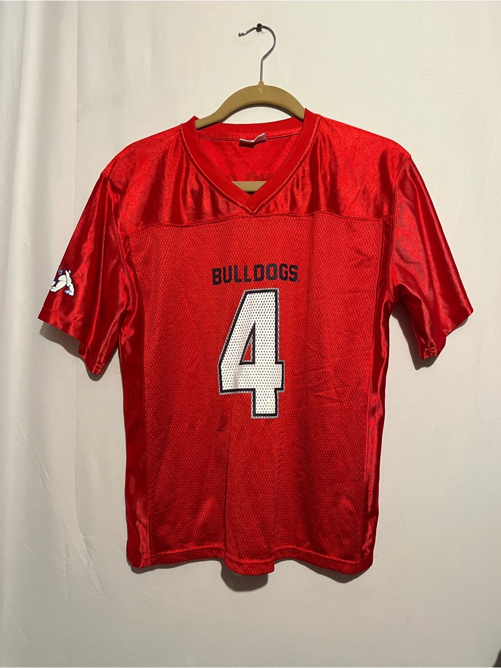 Pro Edge Red Bulldogs Football Jersey with White Number 4